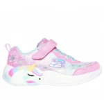 SKECHERS S LIGHTS UNICORN DREAMS WISHFUL MAGIC 302299L-PKTQ PINK TURQUOISE