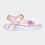 Skechers Παιδικά Πέδιλα Unicorn Dreams με Σκρατς & Φωτάκια Ροζ